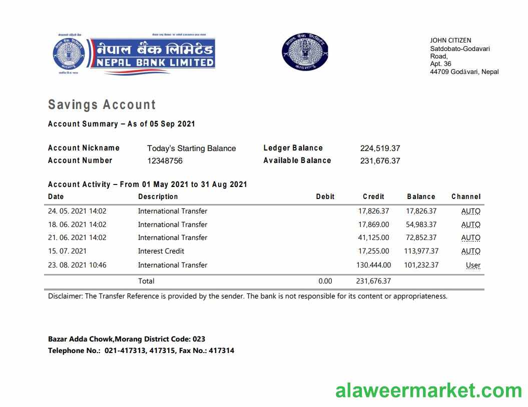 Nepal Bank Nepal statement